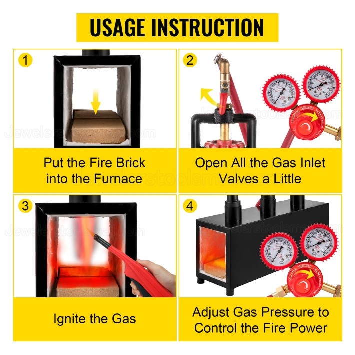 Portable Jewelry Making Gas Propane Forge Furnace Burner Three Burners Metal Equipment